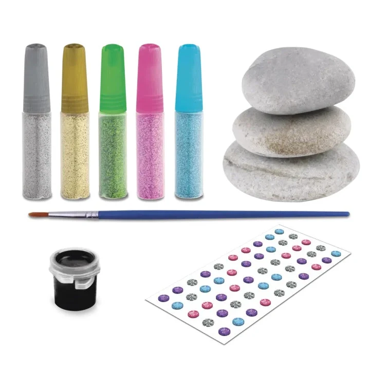 Mandala Painting Set - 3 Stones and Glitter Paints