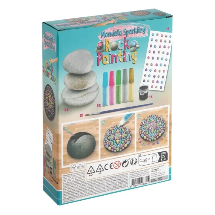 Mandala Painting Set - 3 Stones and Glitter Paints