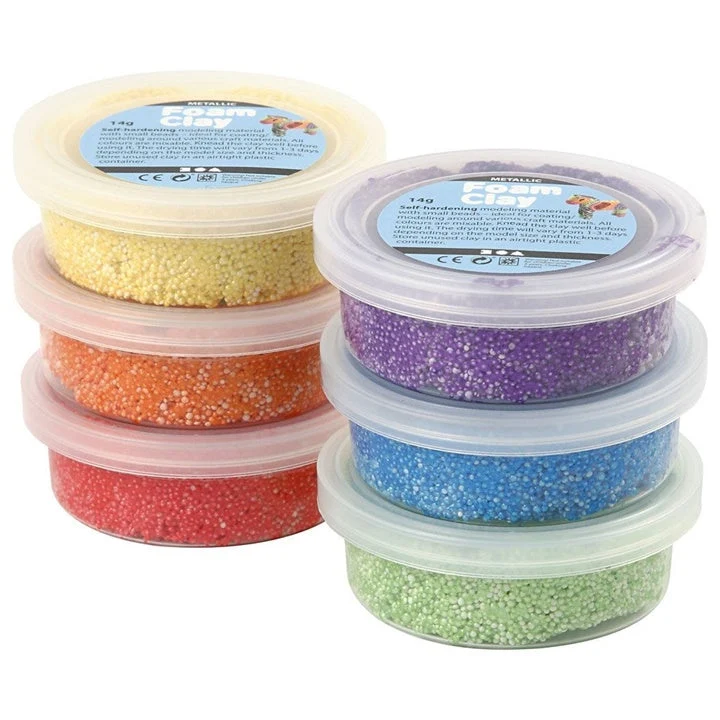 Foam Clay Modeling Clay Metallic Light, Set of 6 x 14 g