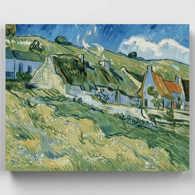 Thatched Cottages and Houses at Cordeville - Paint by Numbers Kit