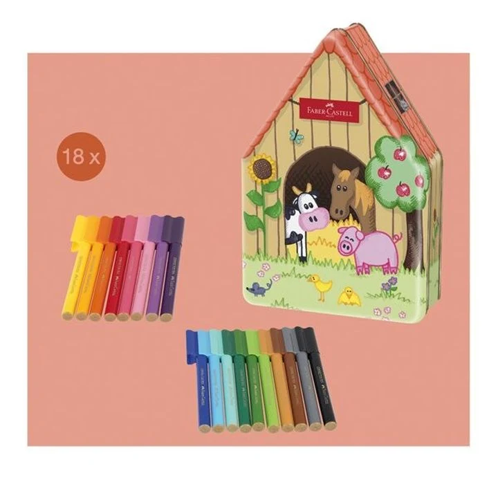 Faber-Castell Farm Clip Markers, 18 pcs
