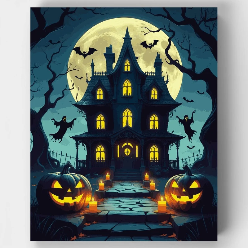 Haunted Halloween House - Paint by Numbers Kit