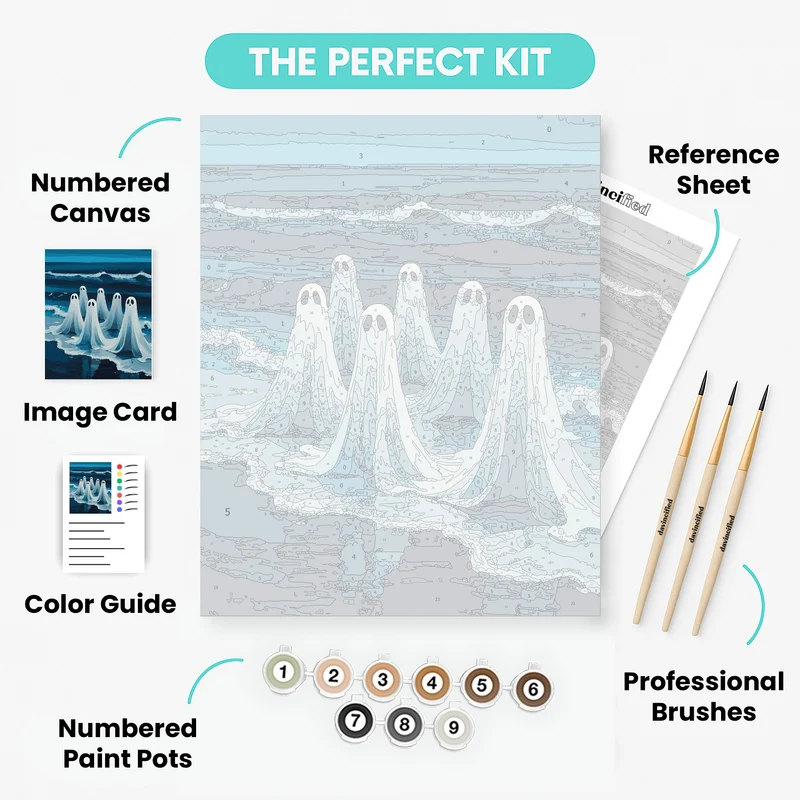 Ghostly Spirits by the Ocean - Paint by Numbers Kit