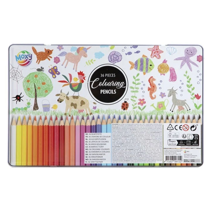 Colored Pencils in a Metal Box, 36 pcs