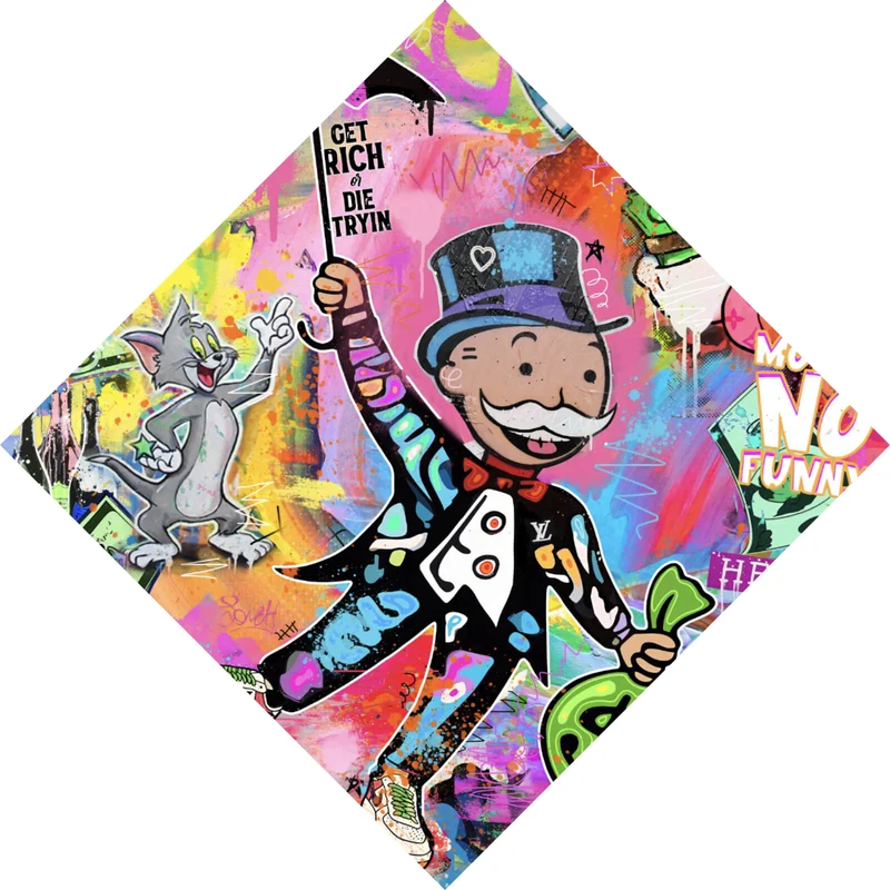 Acrylglasbild Bunte Monopoly Collage Pop Art Raute