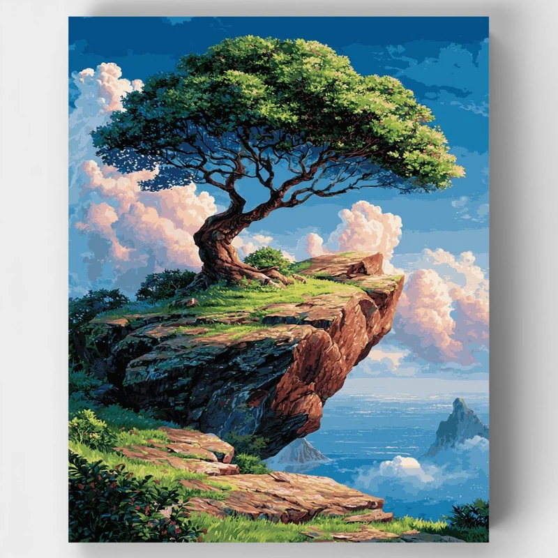 "Cliffside Guardian Tree" Paint by Numbers Kit