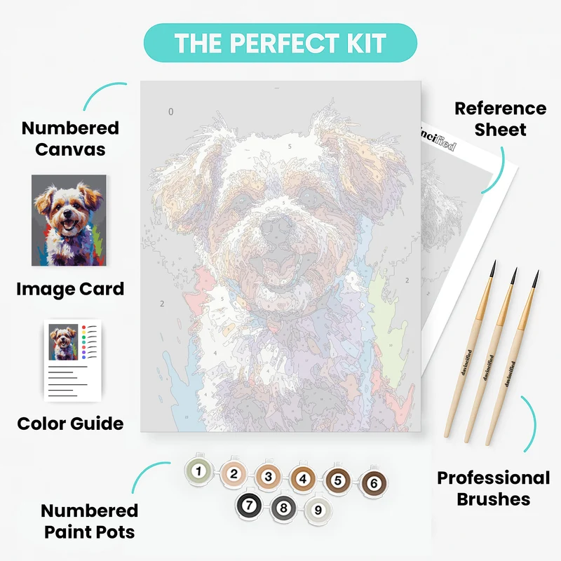 Vibrant Bichon Frise Portrait - Paint by Numbers Kit