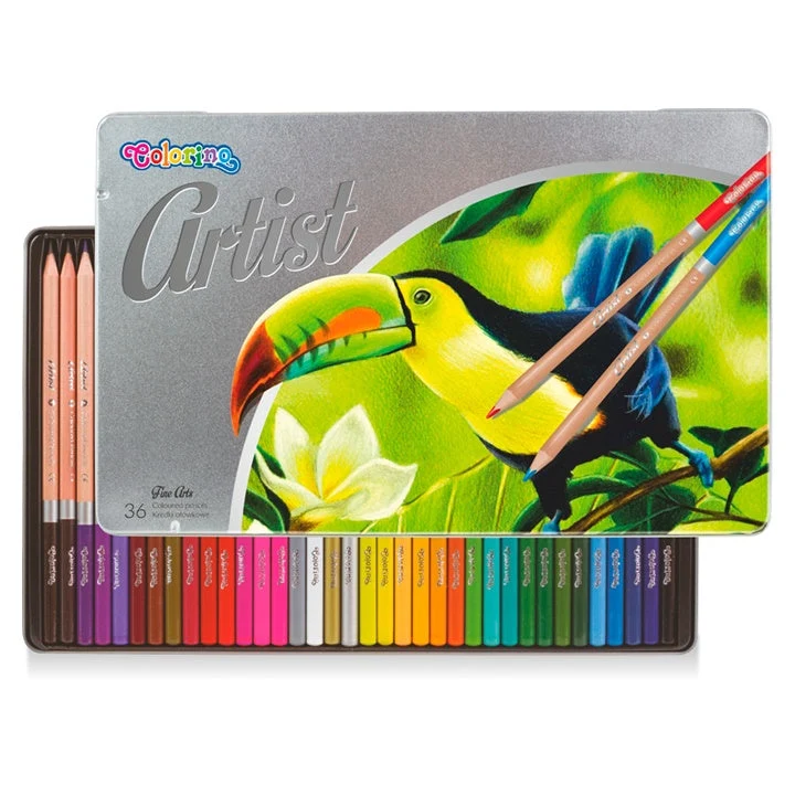 Colorino Artist Colored Pencils in a Tin Box, Set of 36