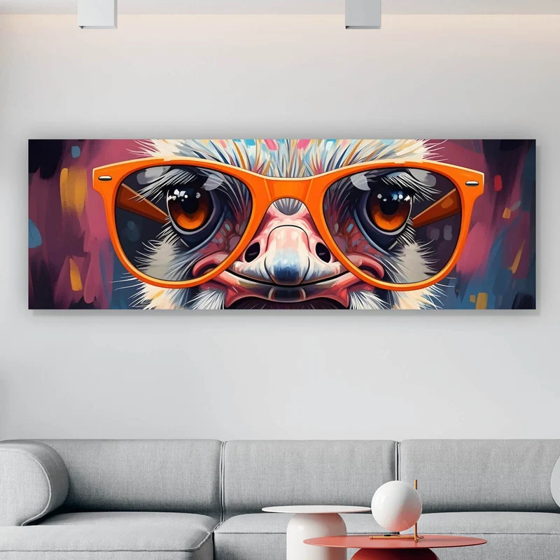 Leinwandbild Stylischer Strauß mit Sonnenbrille Panorama