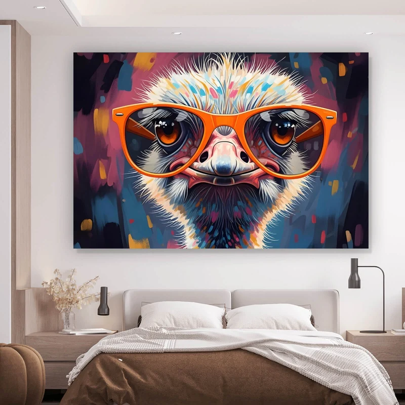 Poster Stylischer Strauß mit Sonnenbrille Querformat