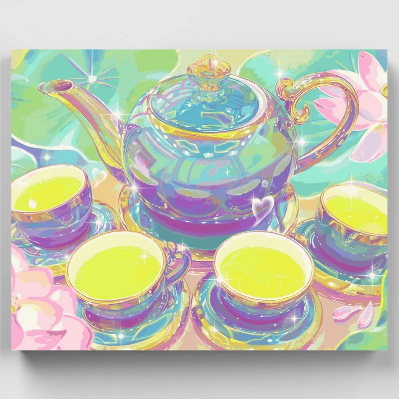 "Sparkling Lotus Tea" Paint by Numbers Kit