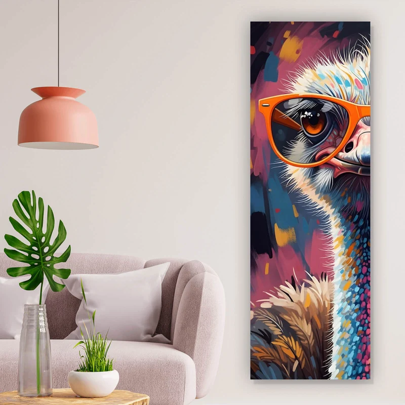 Poster Stylischer Strauß mit Sonnenbrille Panorama Hoch