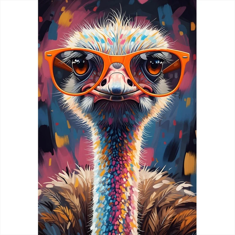 Spannrahmenbild Stylischer Strauß mit Sonnenbrille Hochformat