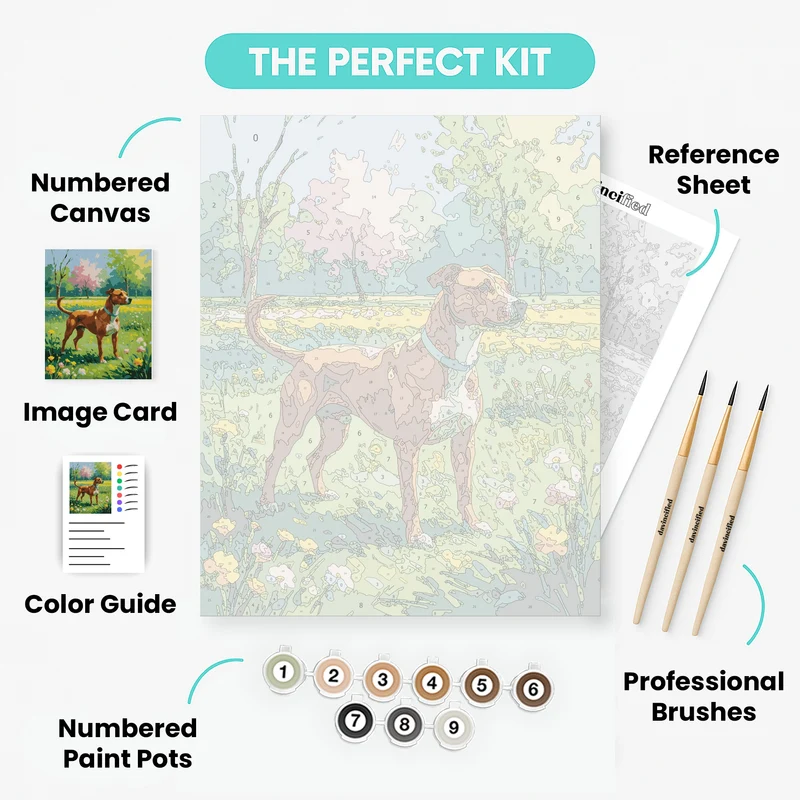 Staffordshire Bull Terrier in Spring Meadow - Paint by Numbers Kit