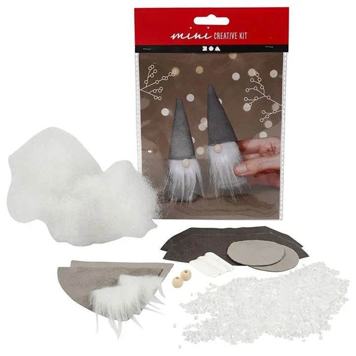 Mini Christmas Elves Craft Set, Gray