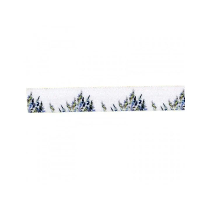 Ribbon with Lavender Print, 15 m, 25 mm Wide