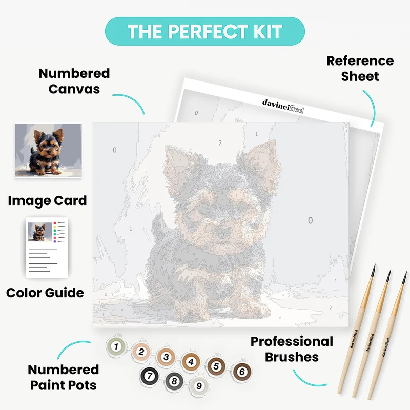 Adorable Yorkie Puppy with Silky Coat - Paint by Numbers Kit
