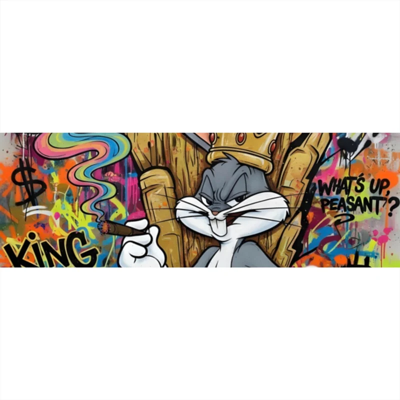 Aluminiumbild Cartoon Hasenkönig Graffiti Panorama