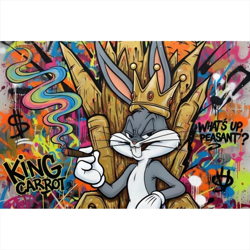 Poster Cartoon Hasenkönig Graffiti Querformat