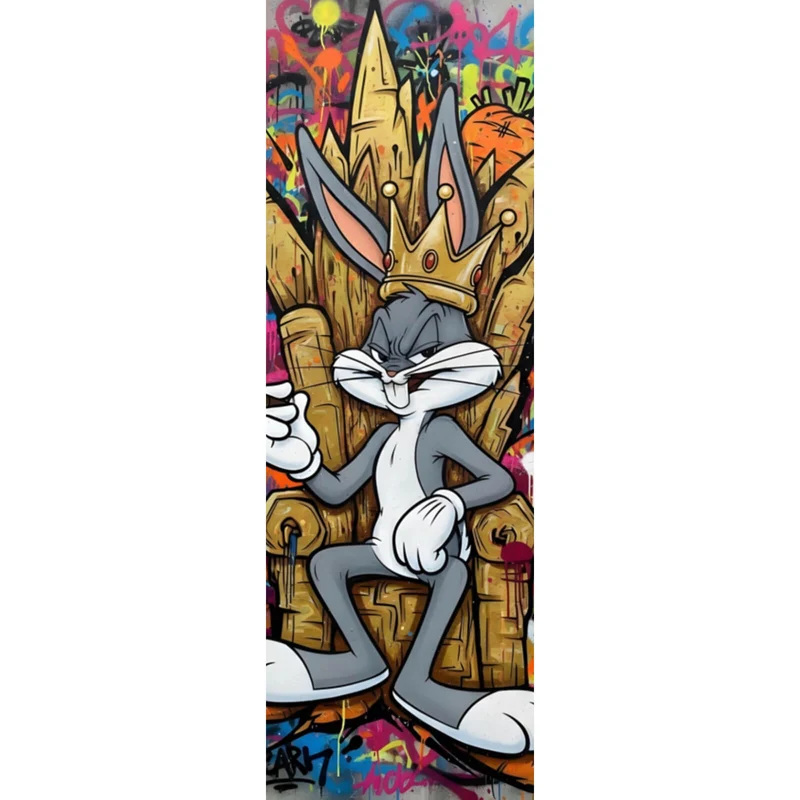 Aluminiumbild gebürstet Cartoon Hasenkönig Graffiti Panorama Hoch