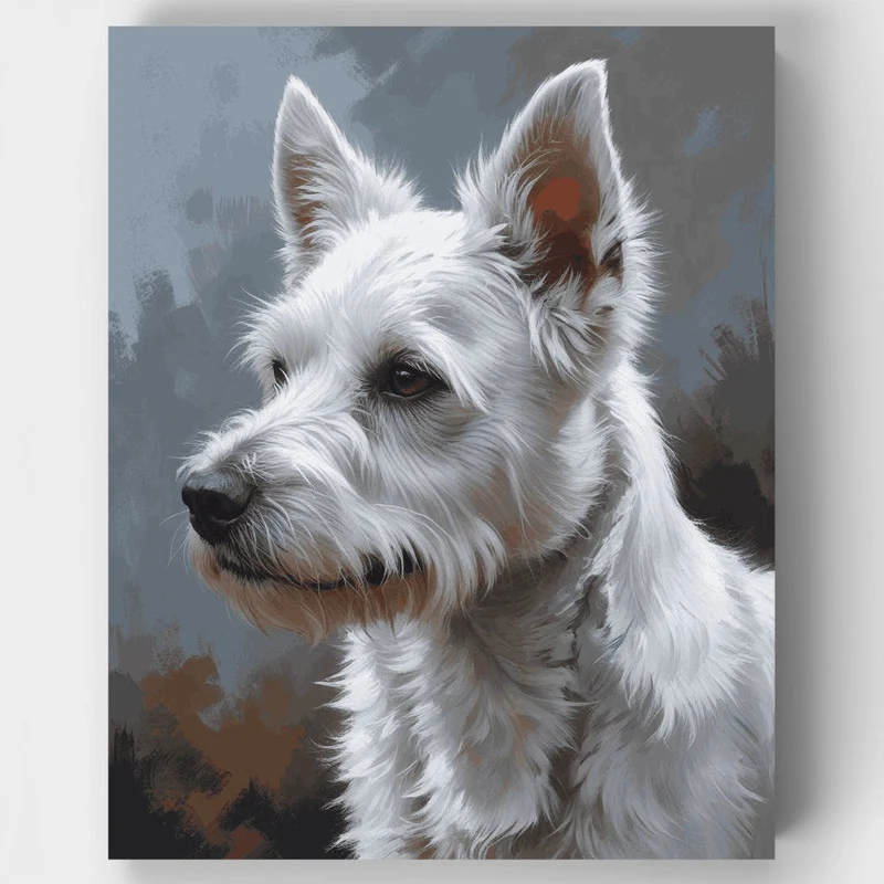 White Terrier Portrait - Paint by Numbers Kit