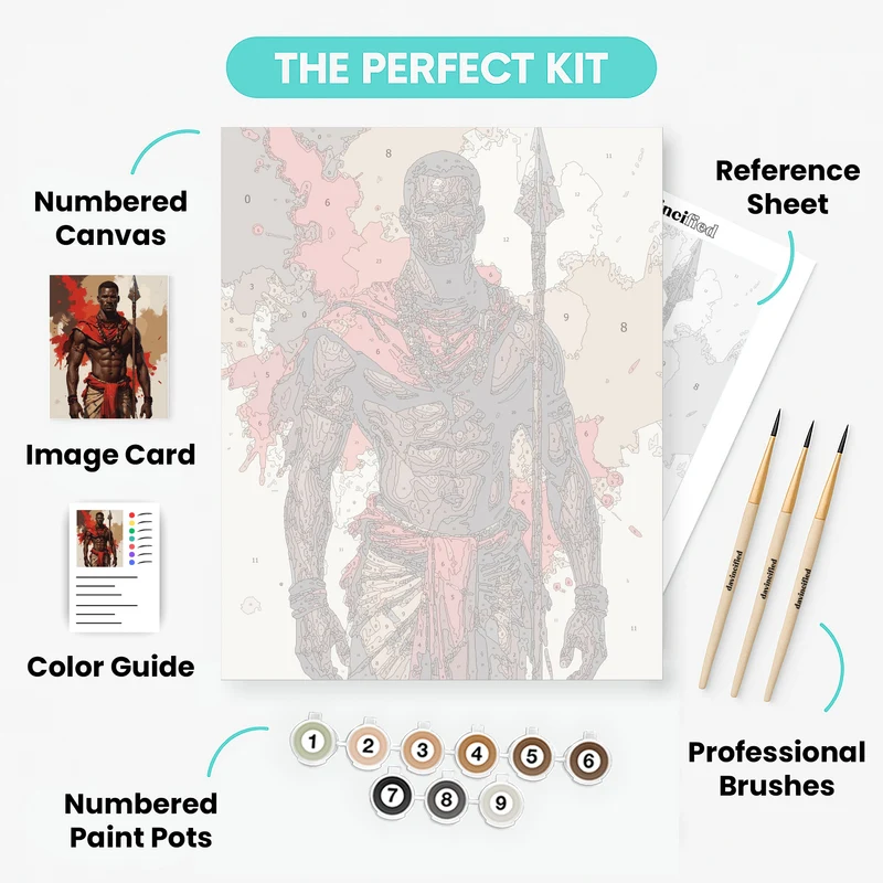 African Warrior with Spear - Paint by Numbers Kit