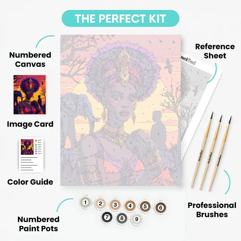 African Goddess at Sunset - Paint by Numbers Kit