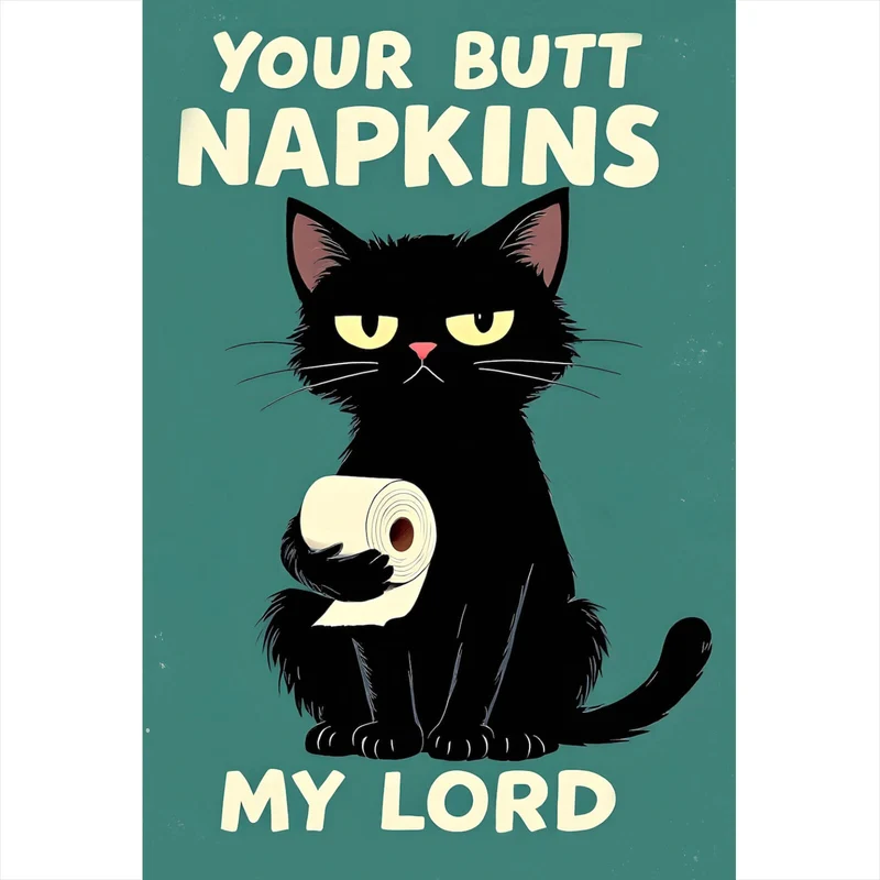 Spannrahmenbild Lustige Katze mit Toilettenpapier Hochformat