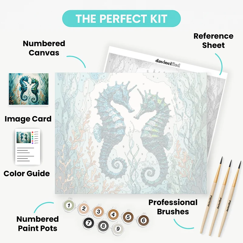 Seahorse Pair Underwater Dance - Paint by Numbers Kit