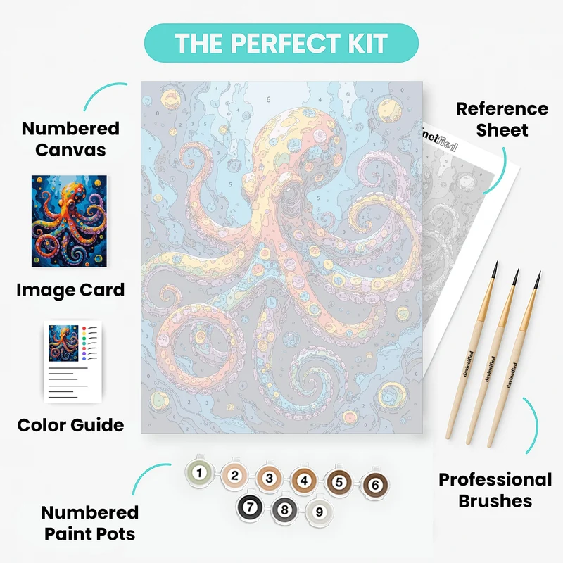 Vibrant Underwater Octopus - Paint by Numbers Kit