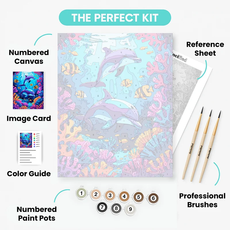 Vibrant Dolphin Coral Reef Adventure - Paint by Numbers Kit