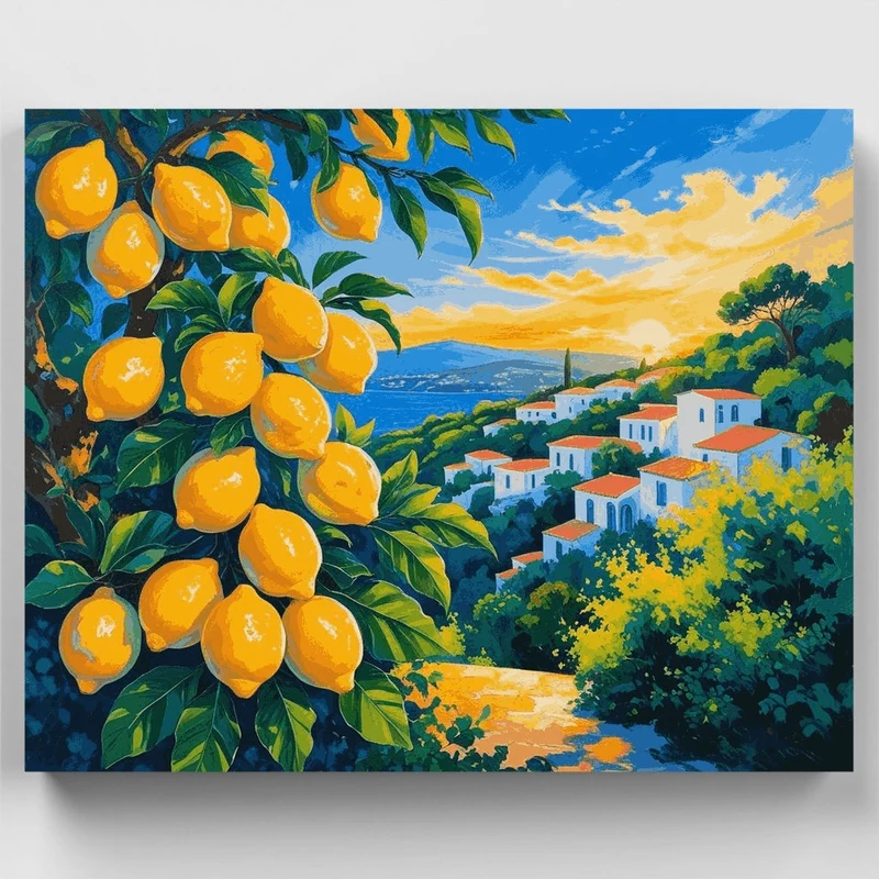 Mediterranean Lemon Grove Sunset - Paint by Numbers Kit