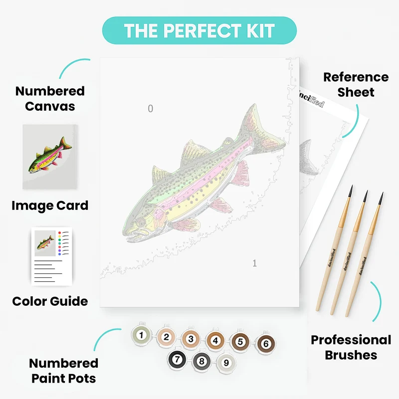Vibrant Rainbow Trout - Paint by Numbers Kit