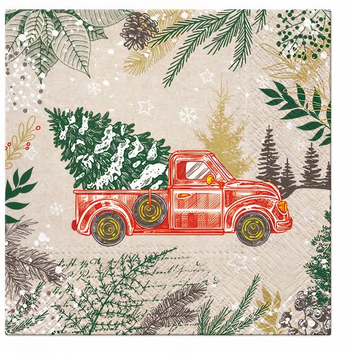 EKO Decoupage Napkins, Vintage Christmas Car, 1 pc