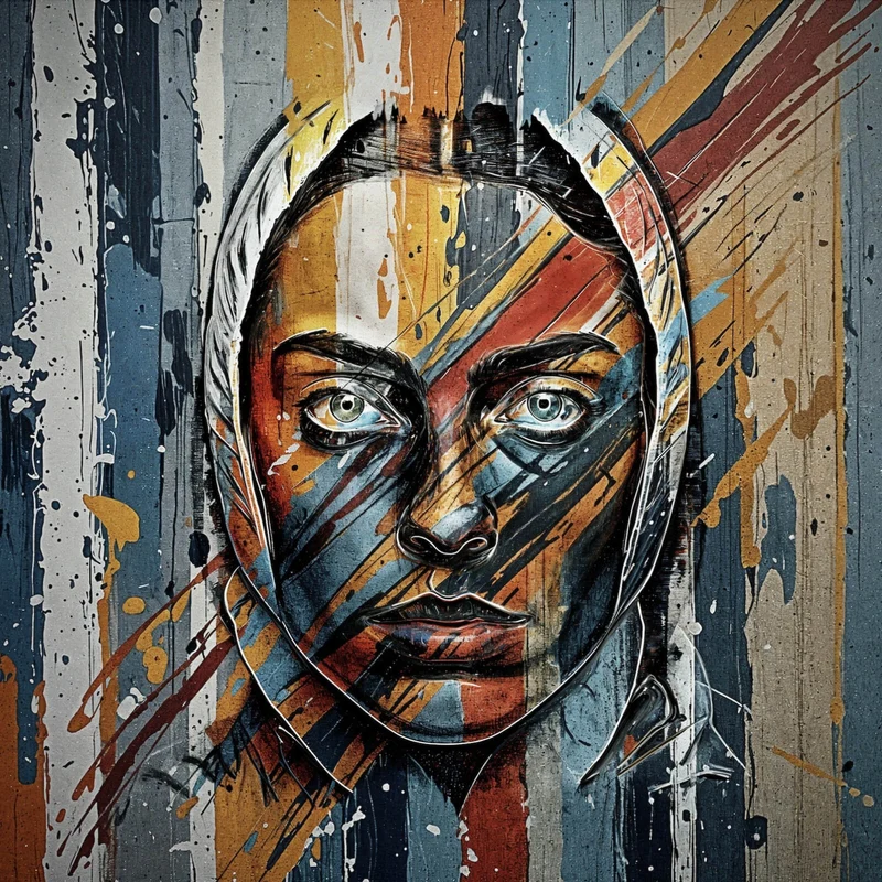 Poster Elegantes Gesichtsporträt einer Frau No.2 Quadrat