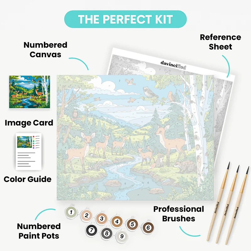 Forest Wildlife Stream Scene - Paint by Numbers Kit