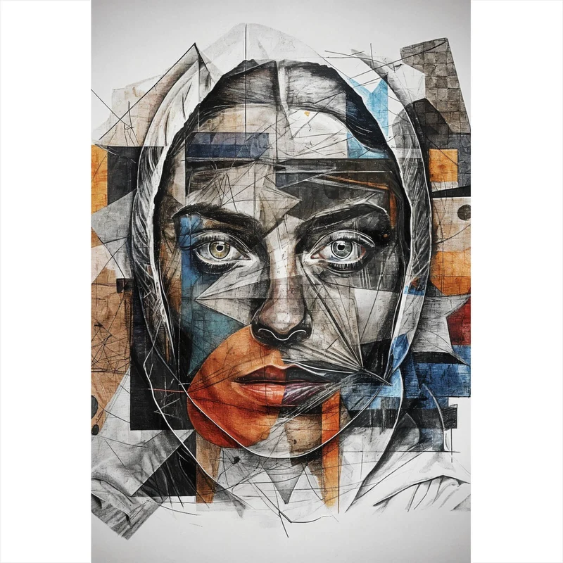 Poster Elegantes Gesichtsporträt einer Frau Hochformat