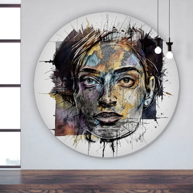 Aluminiumbild gebürstet Bunte Gesichtskunst Modern Art Kreis