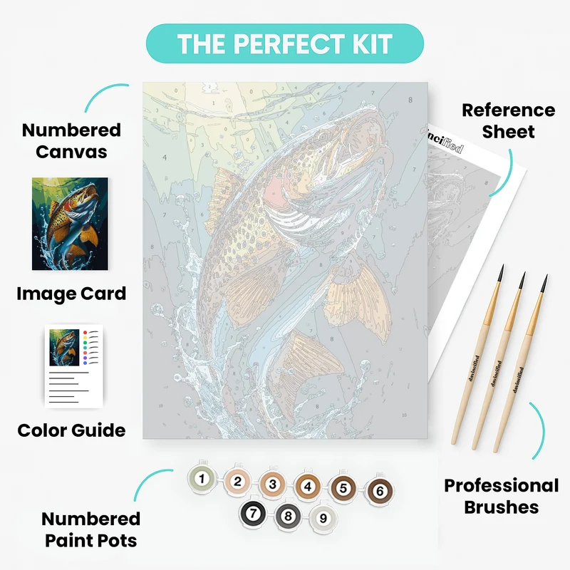 Trout Jumping Out of Water - Paint by Numbers Kit