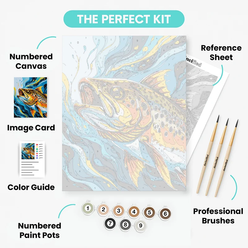 Vibrant Trout in Flowing Waters - Paint by Numbers Kit