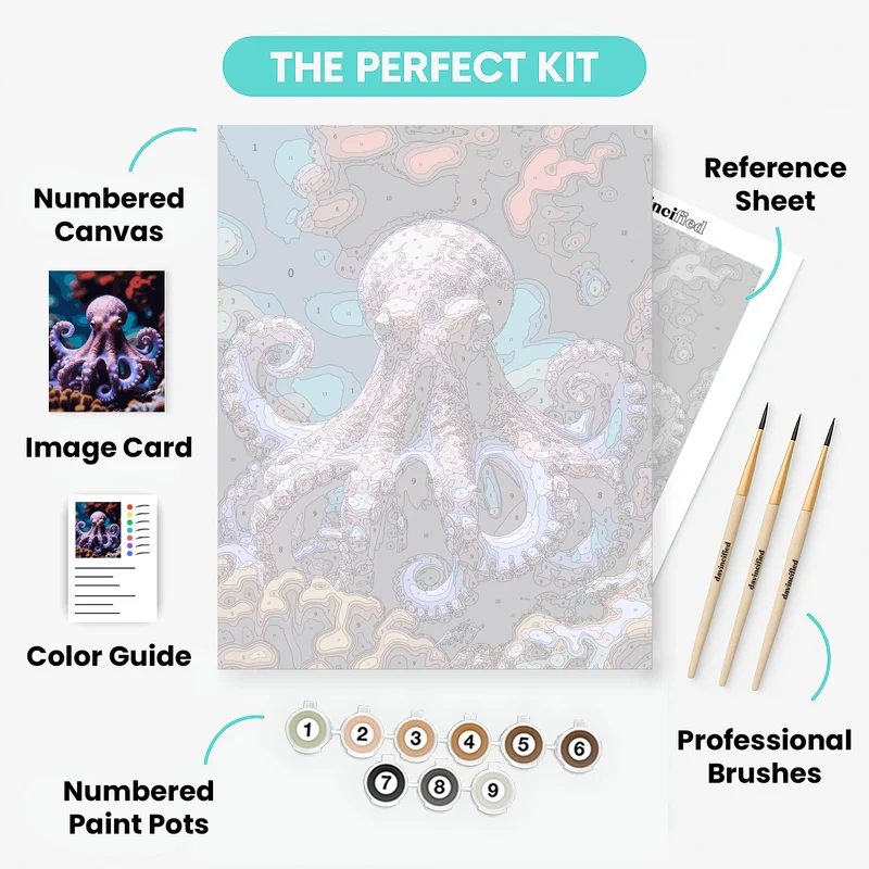 Vibrant Octopus Underwater Scene - Paint by Numbers Kit