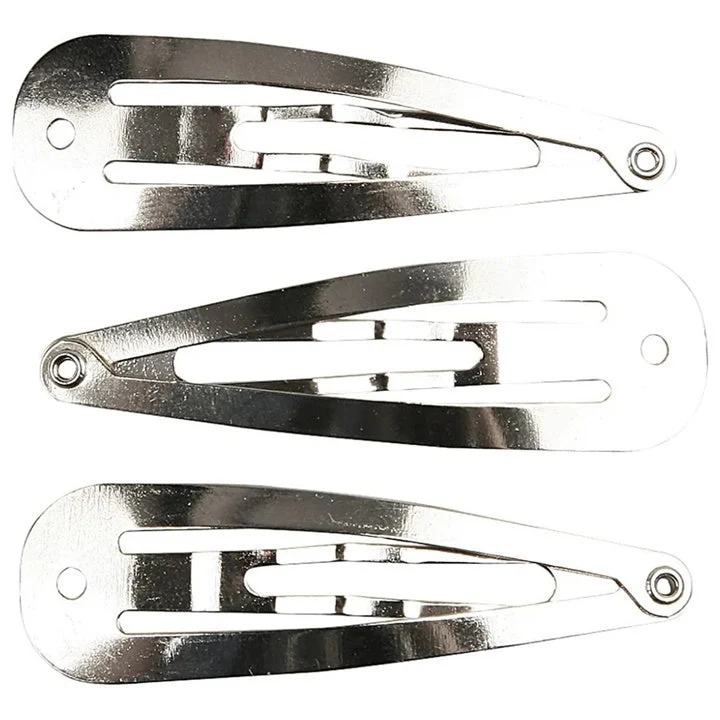 Silver Hair Clips with a Hole for Decorations, 10 pcs