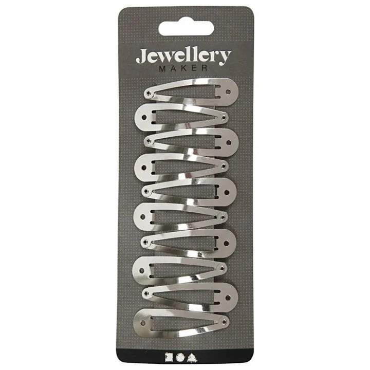 Silver Hair Clips with a Hole for Decorations, 10 pcs