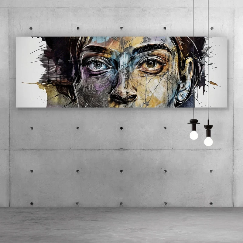 Acrylglasbild Bunte Gesichtskunst Modern Art Panorama