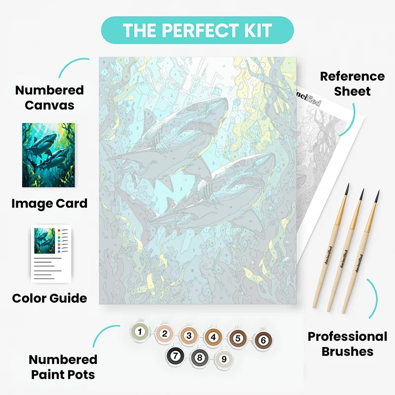 Underwater Sharks - Paint by Numbers Kit