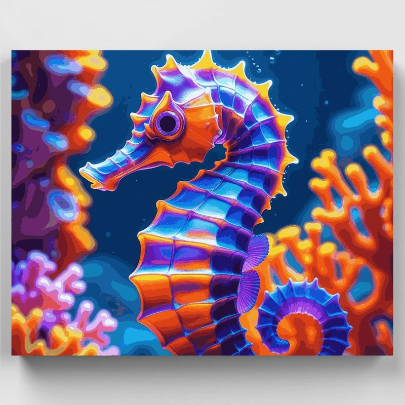 Vibrant Seahorse Coral Reef - Paint by Numbers Kit