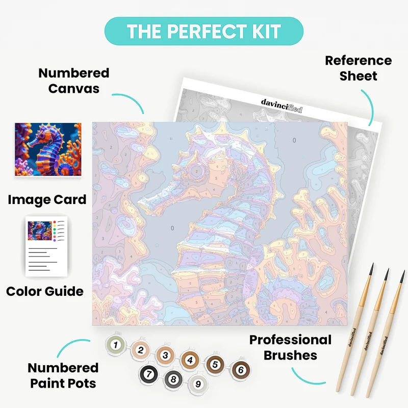 Vibrant Seahorse Coral Reef - Paint by Numbers Kit