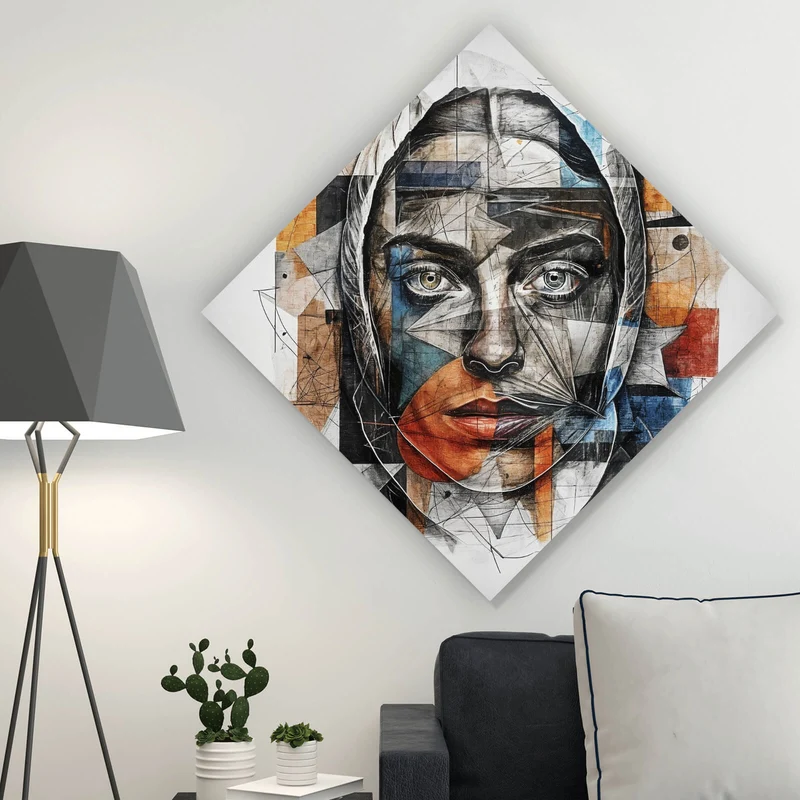 Aluminiumbild Elegantes Gesichtsporträt einer Frau Raute
