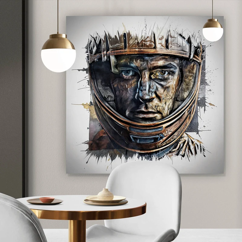 Poster Modernes abstraktes Porträt im Helm Quadrat