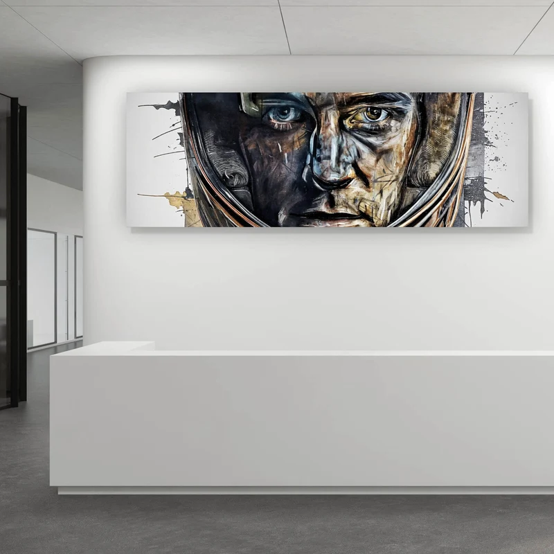 Poster Modernes abstraktes Porträt im Helm Panorama